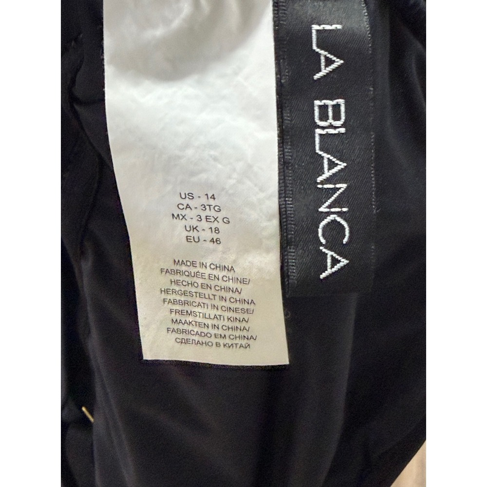 La Blanca Island Goddess One Piece Swimsuit Black Square Neck 14 Classy Slimming - Picture 11 of 13